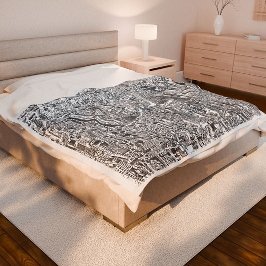 Artistic Velveteen Plush Blanket – Cozy Cityscape Design