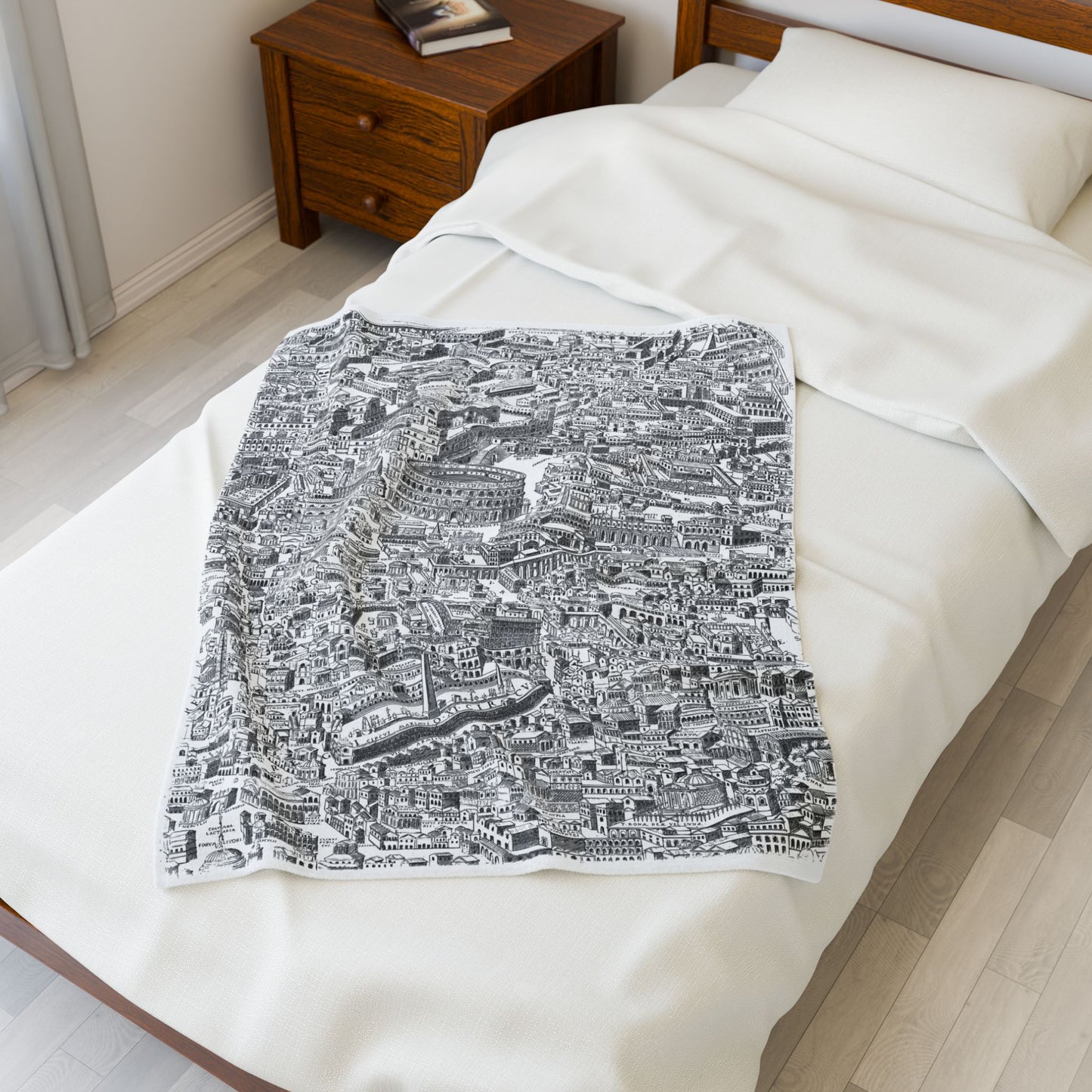 Artistic Velveteen Plush Blanket – Cozy Cityscape Design