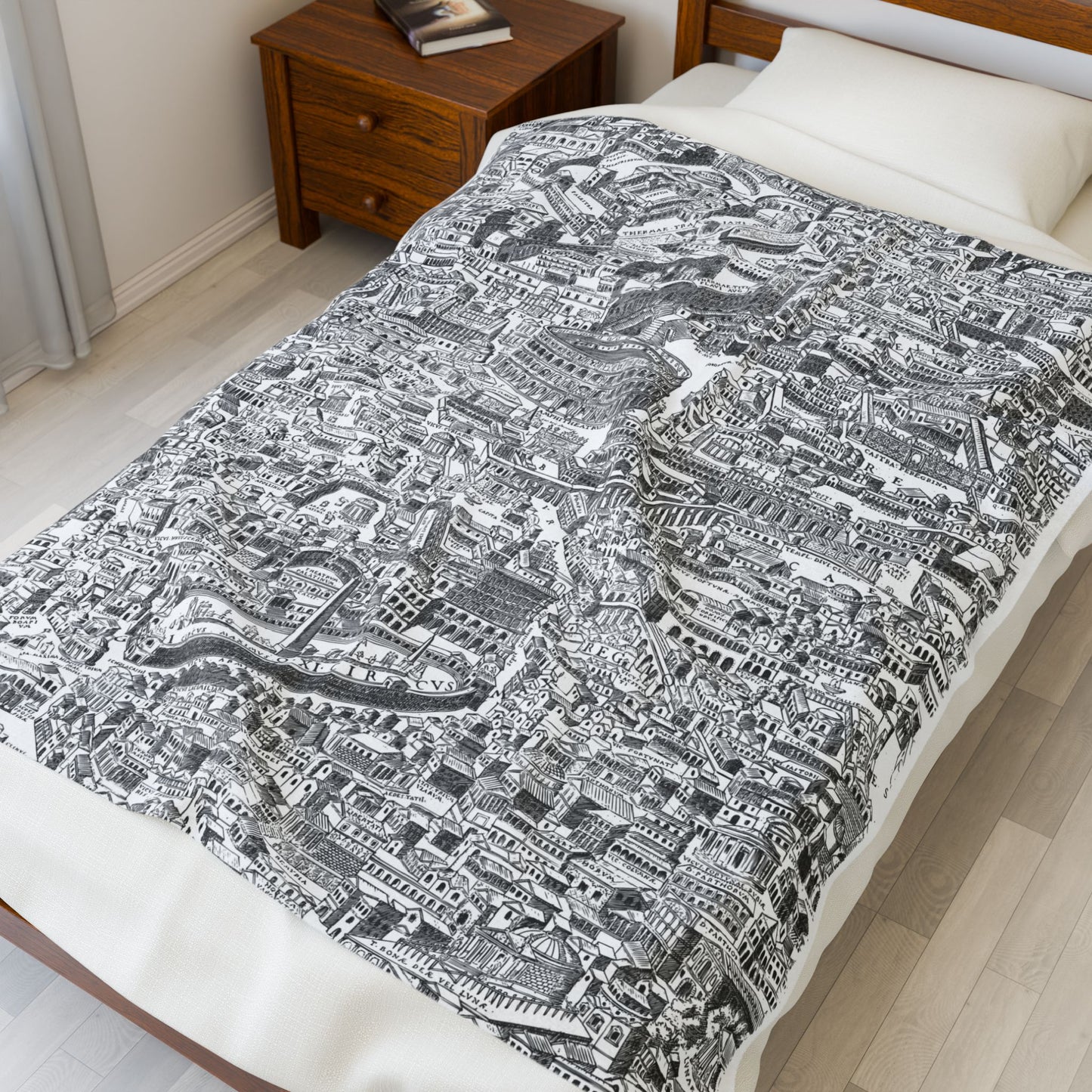 Artistic Velveteen Plush Blanket – Cozy Cityscape Design