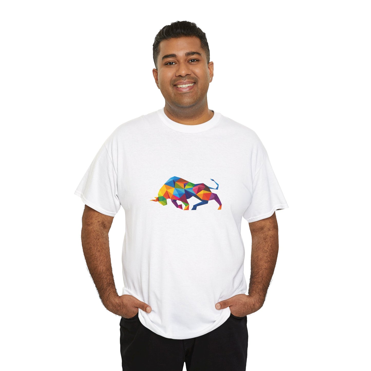 Colorful Geometric Bull Unisex Heavy Cotton Tee